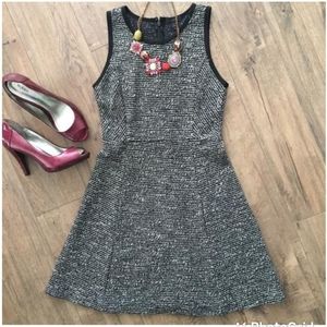 Black Boucle Tweed Sleeveless Work/Office Dress